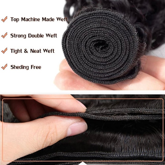 12 14 and 16in Deep Wave Human Hair Bundles - Picture 2 of 4